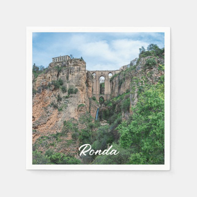 Gamla historiska bron i Ronda, Spanien Pappersservett (Framsidan)