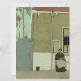 Gamla holländska kvinnor framför sitt hus (Jan Man Kort