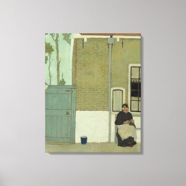 Gamla holländska kvinnor i huset canvastryck (Framsida)