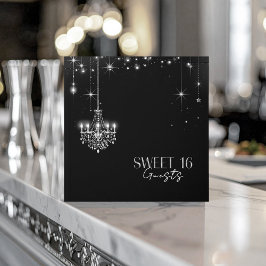 Gamla Hollywood B & W Chandeliers Sweet 16 ID1108 Gästböcker