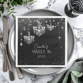 Gamla Hollywood B & W Chandeliers Sweet 16 ID1108 Pappersservett