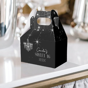 Gamla Hollywood B & W Chandeliers Sweet 16 ID1108 Presentaskar