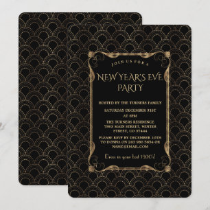 Gamla Hollywood Black Underbar Gatsby New Year Par Inbjudningar