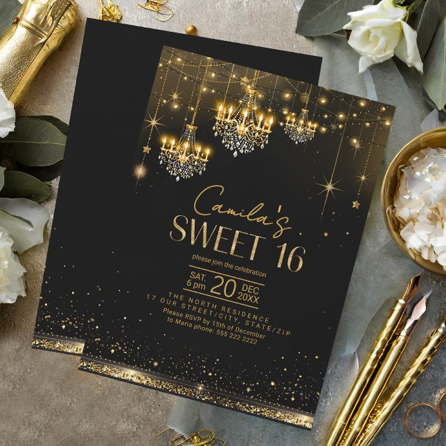 Gamla Hollywood Glam Chandeliers Sweet 16 ID1108 Inbjudningar (Skapare uppladdad)