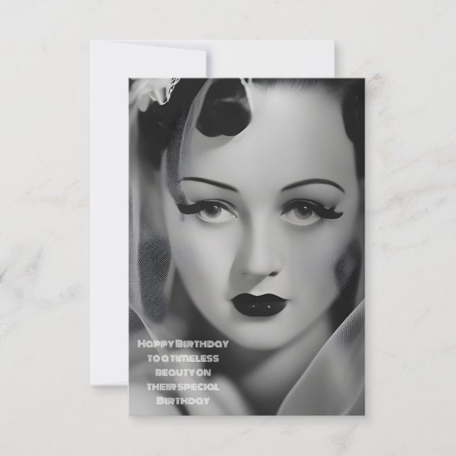 Gamla Hollywood Glamor Birthday Card Kort (Framsida)
