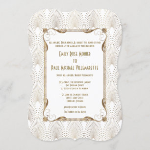 Gamla Hollywood Underbar Gatsby White Wedding bjud Inbjudningar