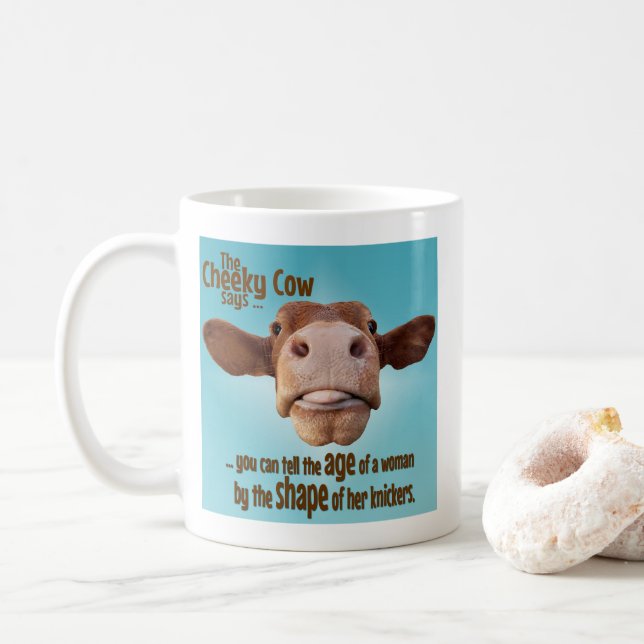 Gamla Humor, Cheeky Cow, Knicker Shape. Kaffemugg (Med munk)
