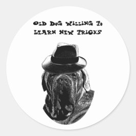 Gamla Hund som vill lära sig nya trick Mastiff Art Runt Klistermärke