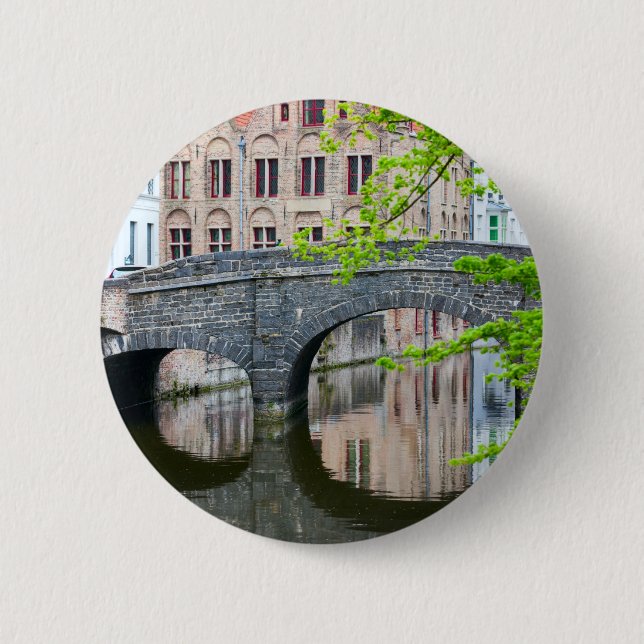Gamla hus i Brygge, Belgien Knapp (Framsida)