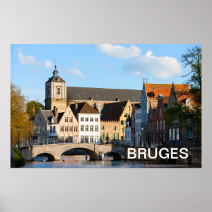 Gamla hus i Brygge, Belgien Poster
