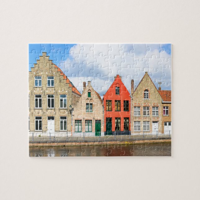 Gamla hus i Brygge, Belgien Pussel (Horisontell)
