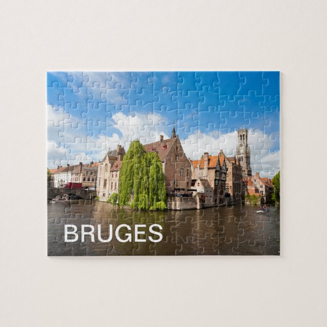 Gamla hus i Brygge, Belgien Pussel (Horisontell)