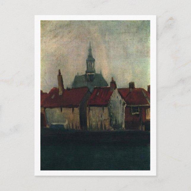 Gamla hus med ny kyrka, Vincent van Gogh Vykort (Framsida)