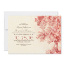 gamla inbjudningar till  vattenfärgsbröllop i träd