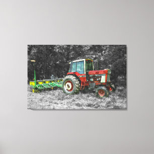 Gamla Internationell Tractor Painterly Canvastryck