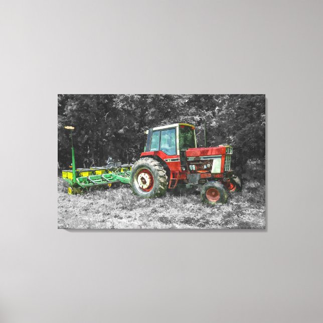 Gamla Internationell Tractor Painterly Canvastryck (Framsida)