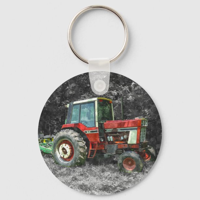 Gamla Internationell Tractor Painterly Nyckelring (Framsida)
