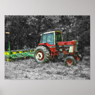 Gamla Internationell Tractor Painterly Poster