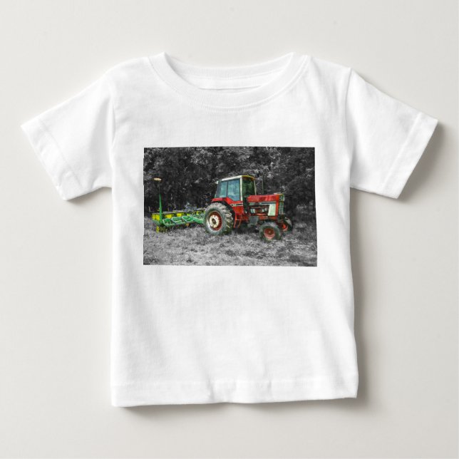 Gamla Internationell Tractor Painterly T Shirt (Framsida)