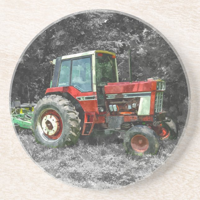 Gamla Internationell Tractor Painterly Underlägg Sandsten (Framsidan)