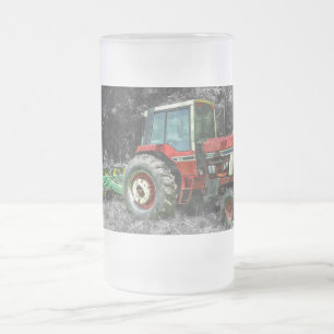 Gamla Internationell-traktorn Painterly Frosted Mu Frostat Ölglas