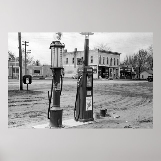 Gamla Iowa Gas Station, 1940 Poster (Framsidan)