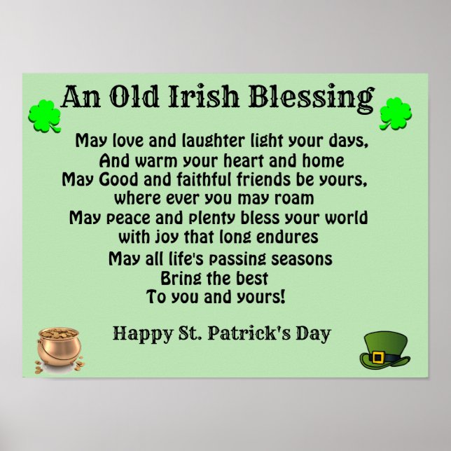 GAMLA IRISH BLESSING POSTER (Framsidan)
