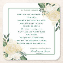Gamla Irish Bluting & Bröllop Greenery 2 Underlägg Papper Kvadrat
