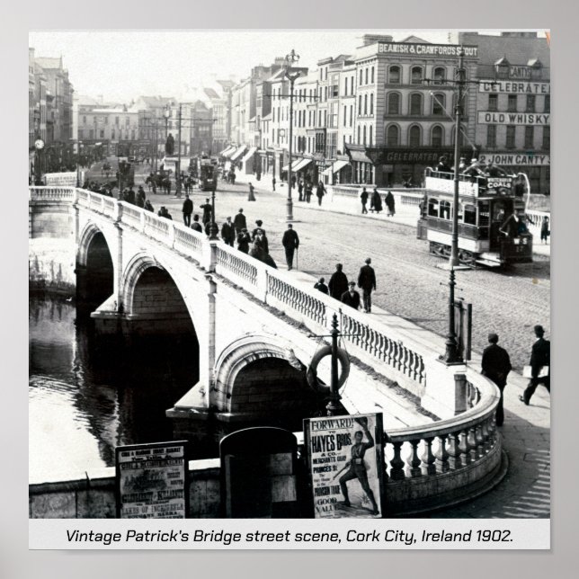 Gamla Irland, Patrick's Bridge 1902, Kork City Poster (Framsidan)