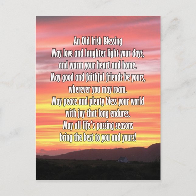 Gamla irländska välsignelser vykort (Framsida)