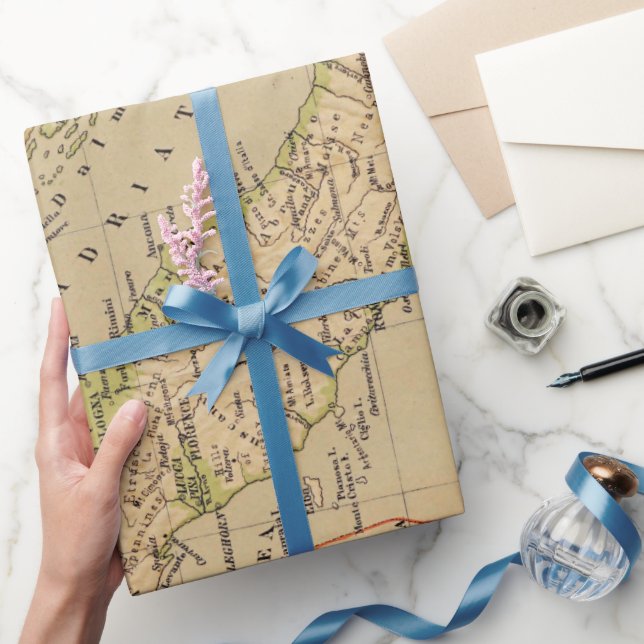 Gamla Italien Fysiskt Karta (1881)  Presentpapper (Gifting)