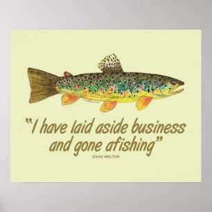 Gamla Izaak Walton säger att Brown Trout Fishing Poster