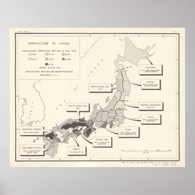 Gamla Japan Agricultural Karta (1942) Poster (Framsidan)