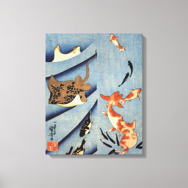 Gamla japanska havsmålningscirca 1800-talet canvastryck (Framsida)