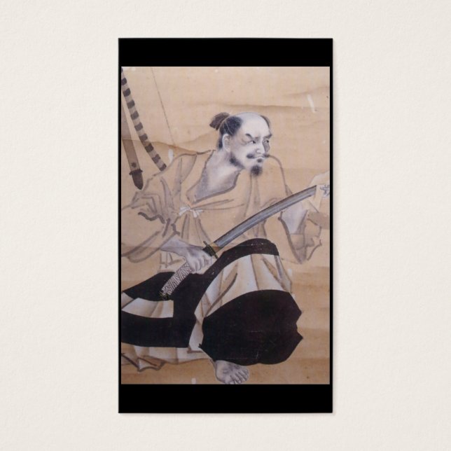 Gamla japanska samurai-målning visitkort (Framsidan)