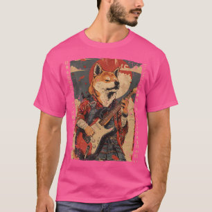 Gamla japanska teckningar Samurai-Hund som spelar T Shirt