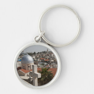 Gamla Jerusalems silhuett Rund Silverfärgad Nyckelring