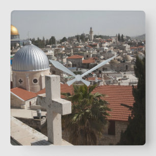 Gamla Jerusalems Skyline Fyrkantig Klocka