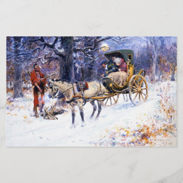 Gamla julen i New England (av Charles Russell) Brevpapper (Framsida)