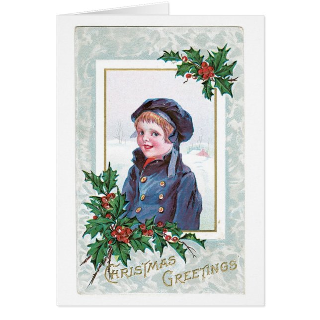 Gamla julen, pojke hälsningskort (Framsidan)