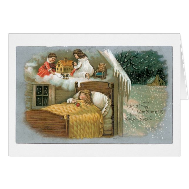 Gamla julen, tjejen drömmer hälsningskort (Framsidan Horizontal)