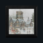 Gamla jultomten med barn framför en kyrka minnesask<br><div class="desc">Gamla jultomten med barn framför en kyrka på en snödag. 100 % Anpassade. Klicka på knappen CUSTOMIZE om du vill lägga till,  flytta,  ta bort,  ändra storlek på eller ändra något av typsnitten eller bilderna.</div>