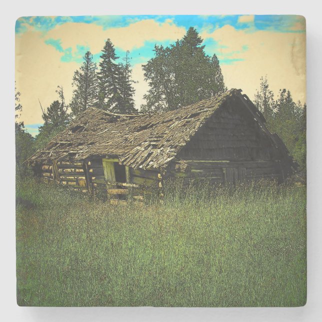 Gamla kabinen i Skogen Underlägg Sten (Framsidan)