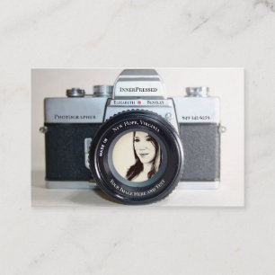 Gamla kameror tar ditt foto för fotografer visitkort
