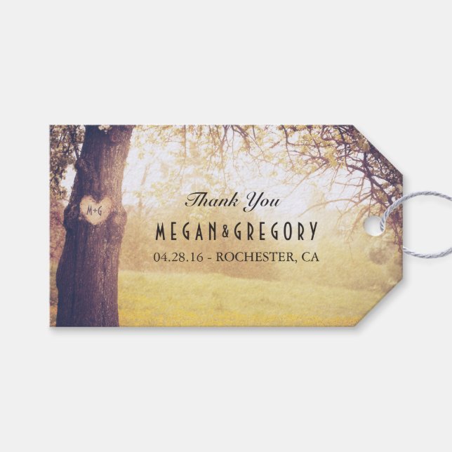 Gamla Kärlek Träd Rustic Bröllop Tack Presentetikett (Framsidan (Horisontell))
