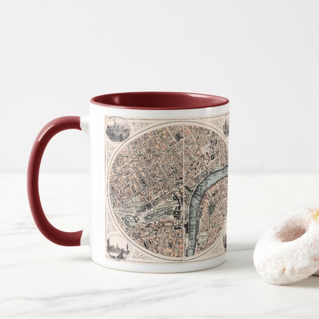 Gamla Karta i London England Mugg (Med munk)