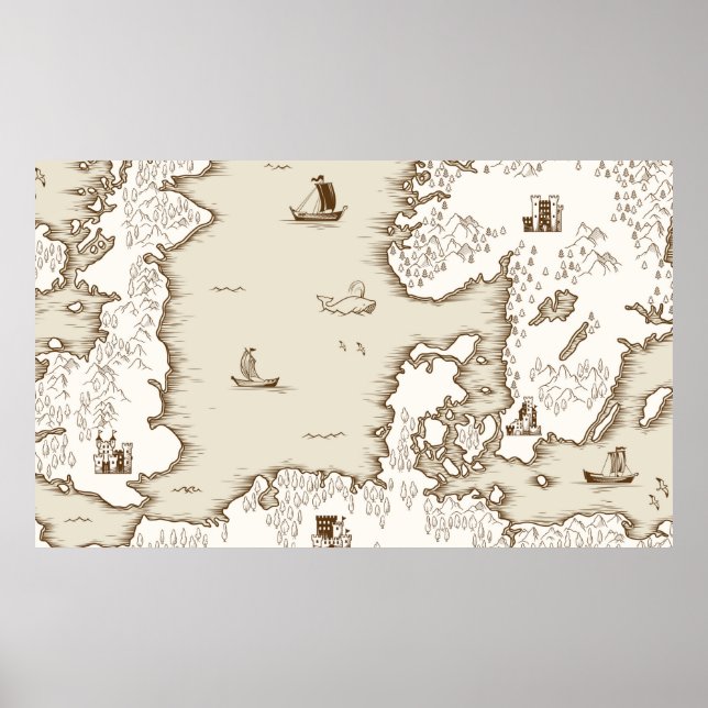 Gamla karta i Nordsjön, Storbritannien och Skandin Poster (Framsidan)