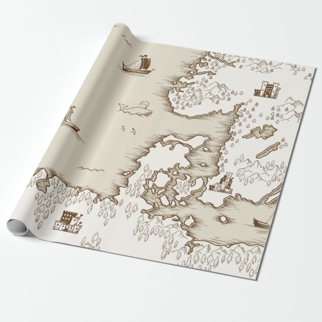 Gamla karta i Nordsjön, Storbritannien och Skandin Presentpapper (Utrullad)