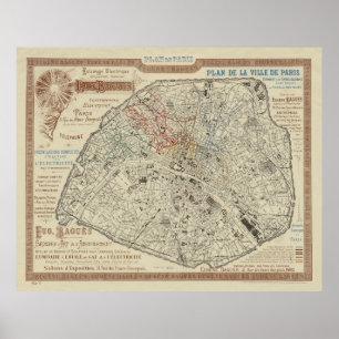 Gamla Karta i Paris Frankrike (1895) Poster