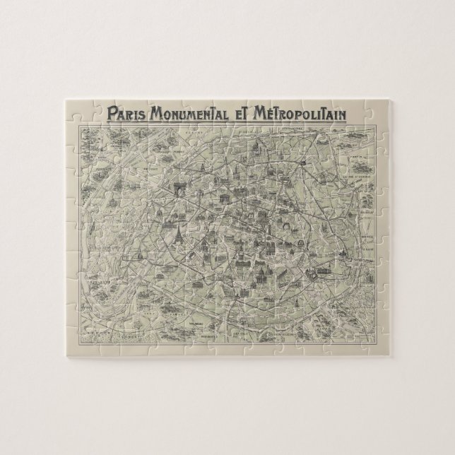 Gamla Karta i Paris Pussel (Horisontell)